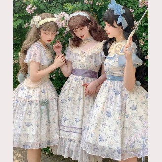 Summer Flower Wall Classic Lolita Dress OP by Withpuji (WJ165)